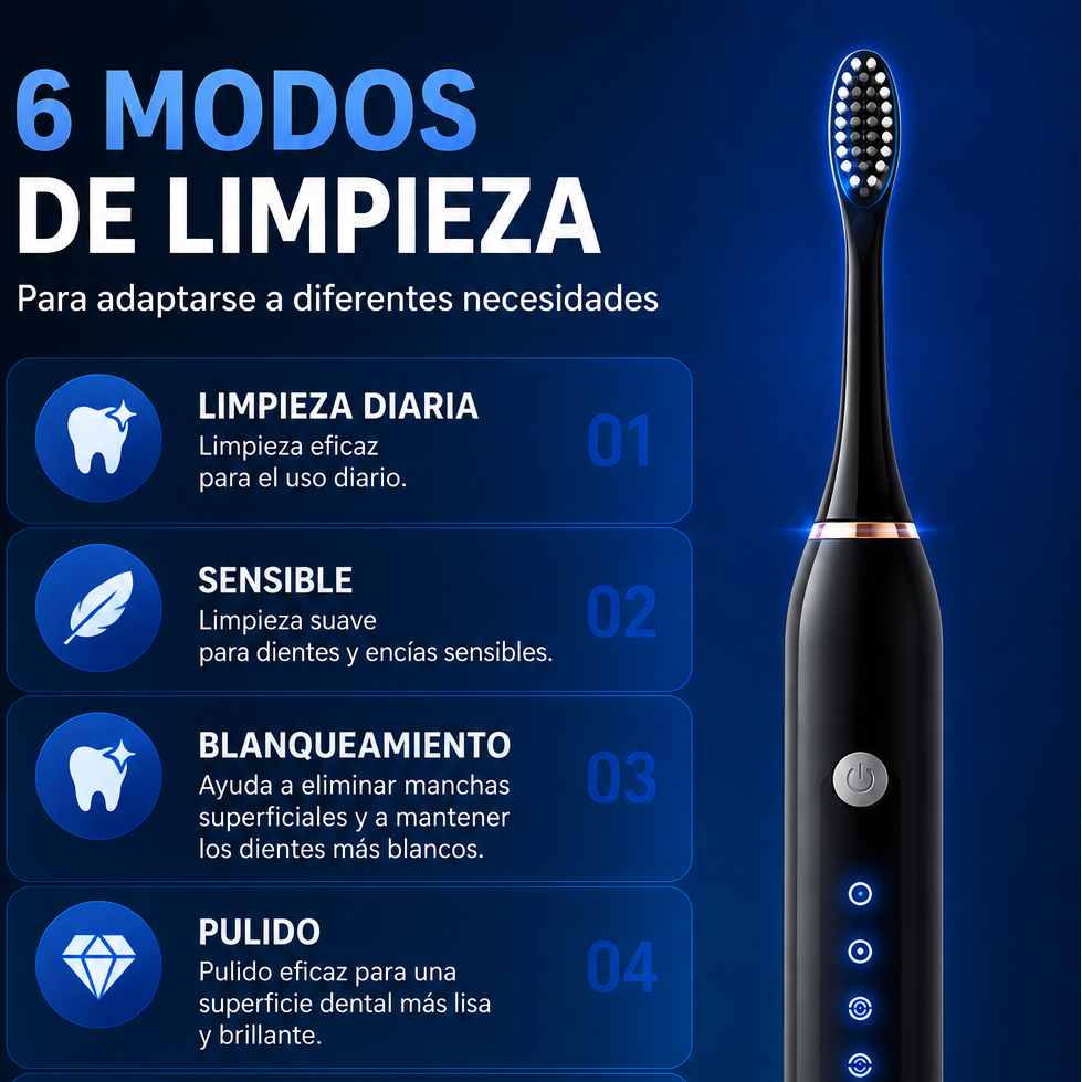 Smile Pro® | Cepillo Dental Eléctrico + 4 Cabezales