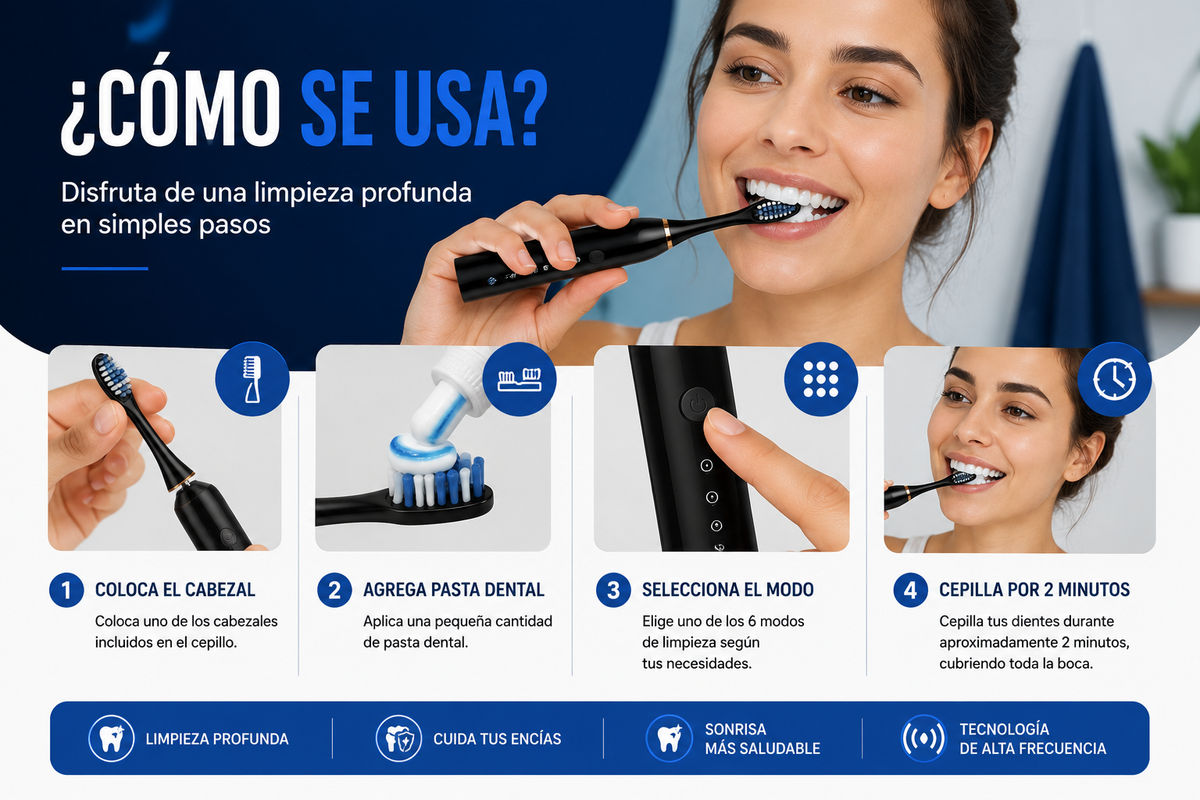 Smile Pro® | Cepillo Dental Eléctrico + 4 Cabezales