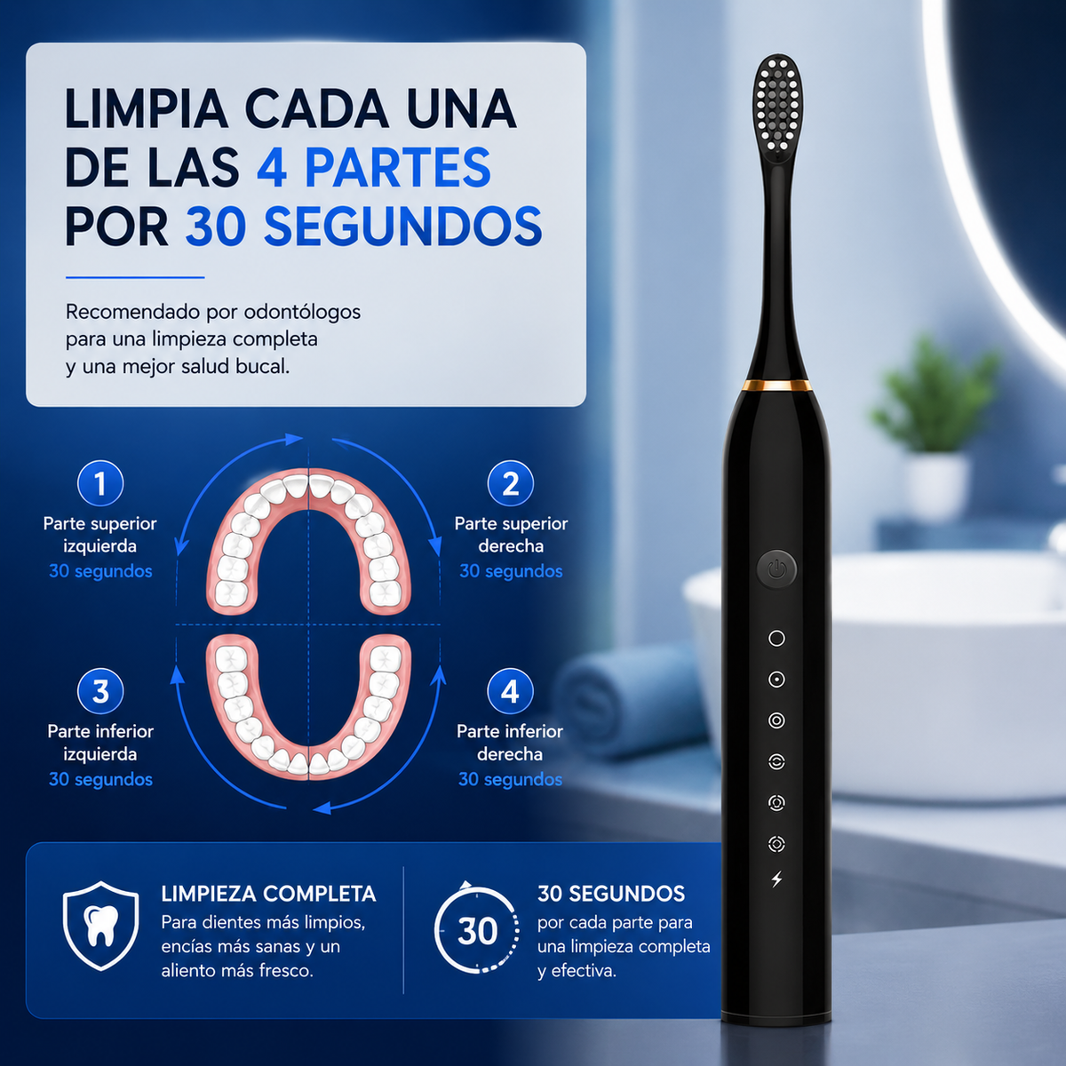 Smile Pro® | Cepillo Dental Eléctrico + 4 Cabezales