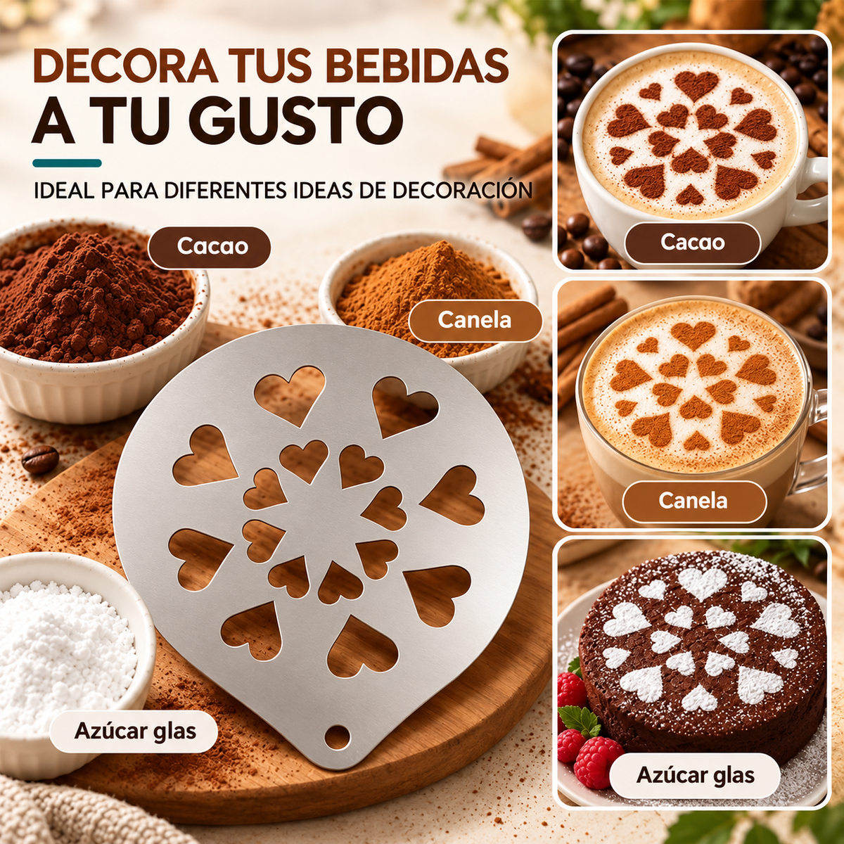☕ 9 troqueles de acero inoxidable para dibujo de café