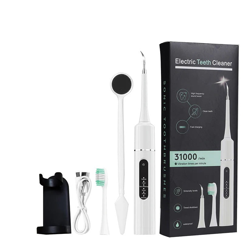 🦷 ¡50% DE DESCUENTO! 💦 Limpiador Dental Ultrasónico 5 en 1 - 3 Velocidades Ajustables para una Limpieza Profunda y Suave ✨